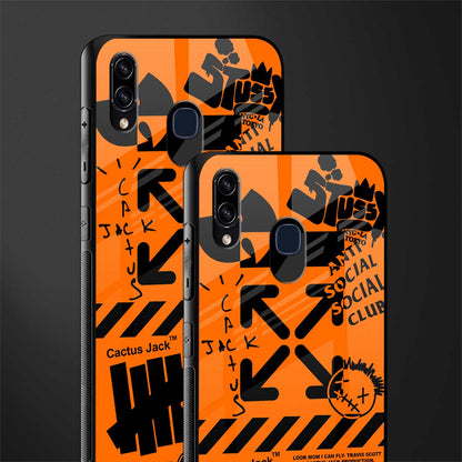 orange travis scott x anti social social club glass case for samsung galaxy a20 image-2