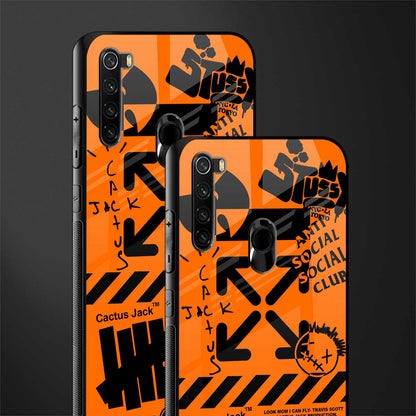 orange travis scott x anti social social club glass case for redmi note 8 image-2