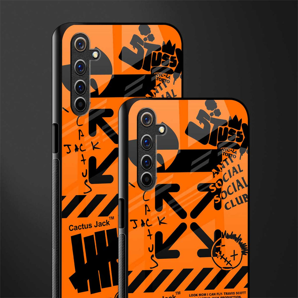 orange travis scott x anti social social club glass case for realme 6 image-2