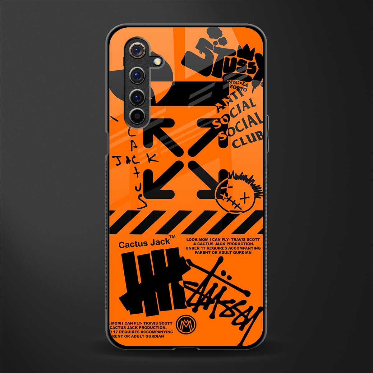 orange travis scott x anti social social club glass case for realme 6 image