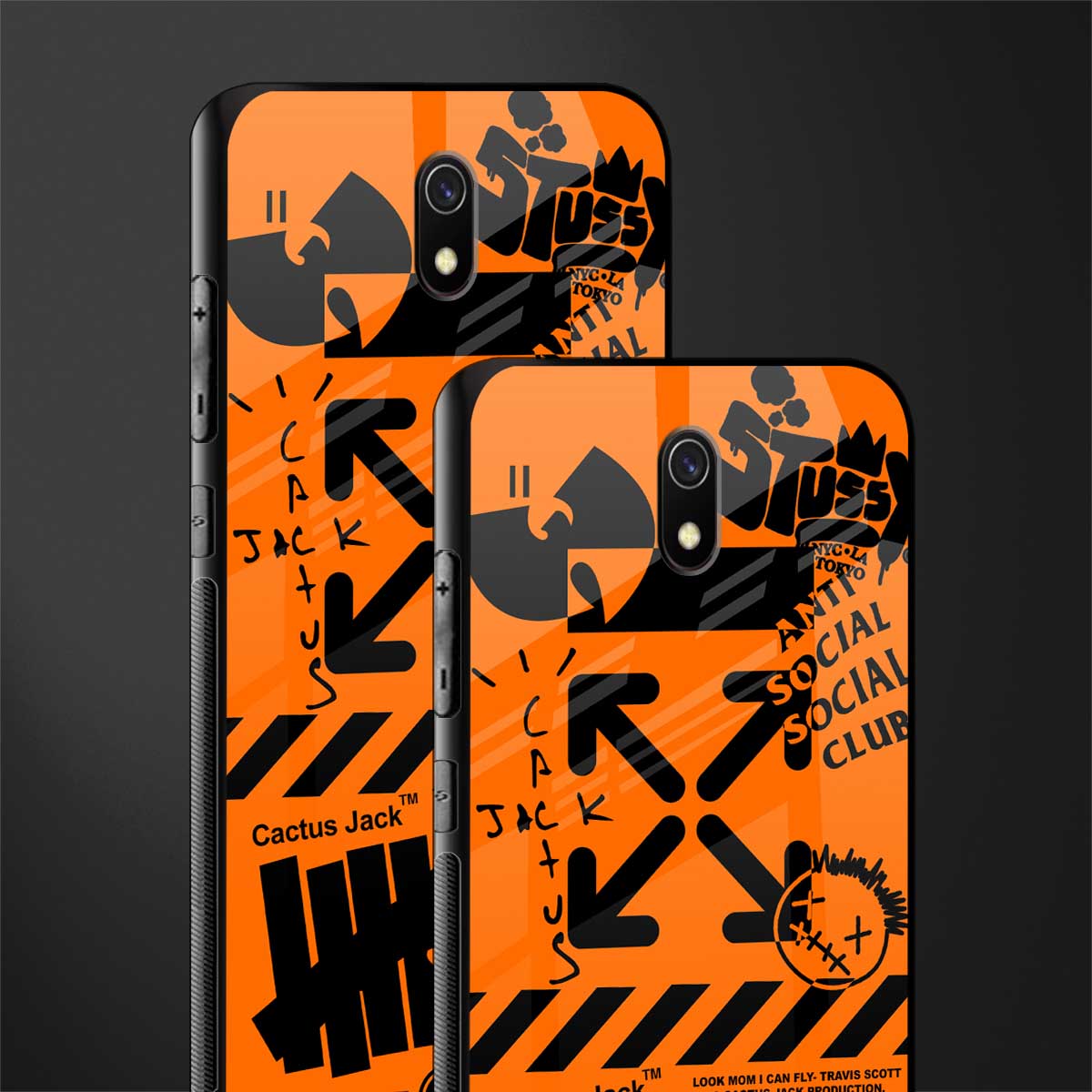 orange travis scott x anti social social club glass case for redmi 8a image-2