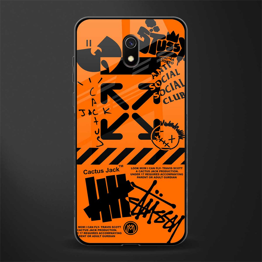 orange travis scott x anti social social club glass case for redmi 8a image