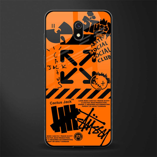 orange travis scott x anti social social club glass case for redmi 8a image