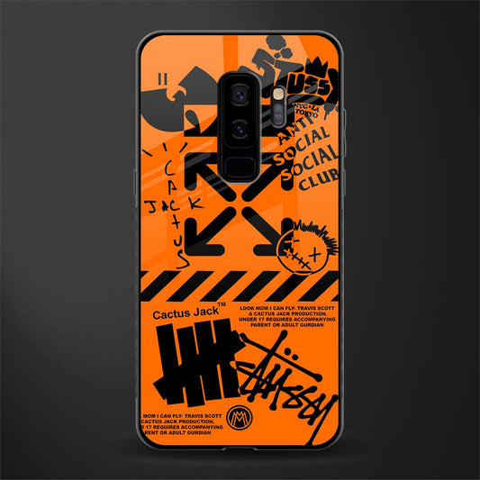 orange travis scott x anti social social club glass case for samsung galaxy s9 plus image