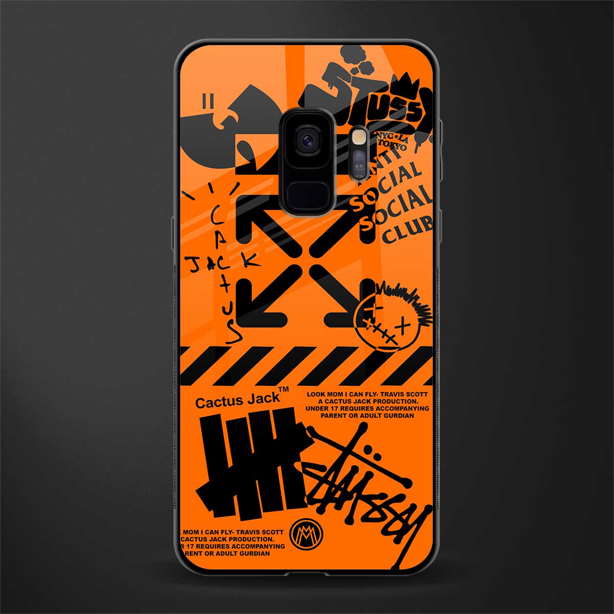 orange travis scott x anti social social club glass case for samsung galaxy s9 image