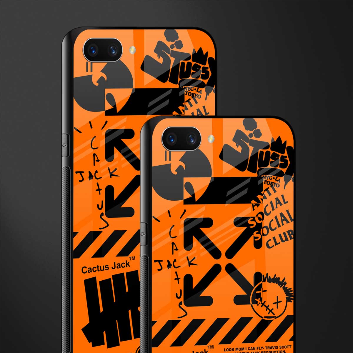 orange travis scott x anti social social club glass case for oppo a3s image-2