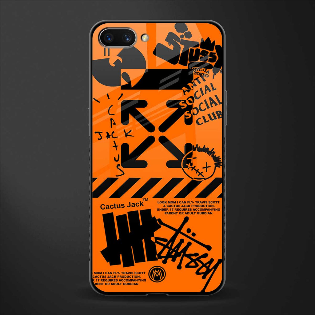 orange travis scott x anti social social club glass case for realme c1 image