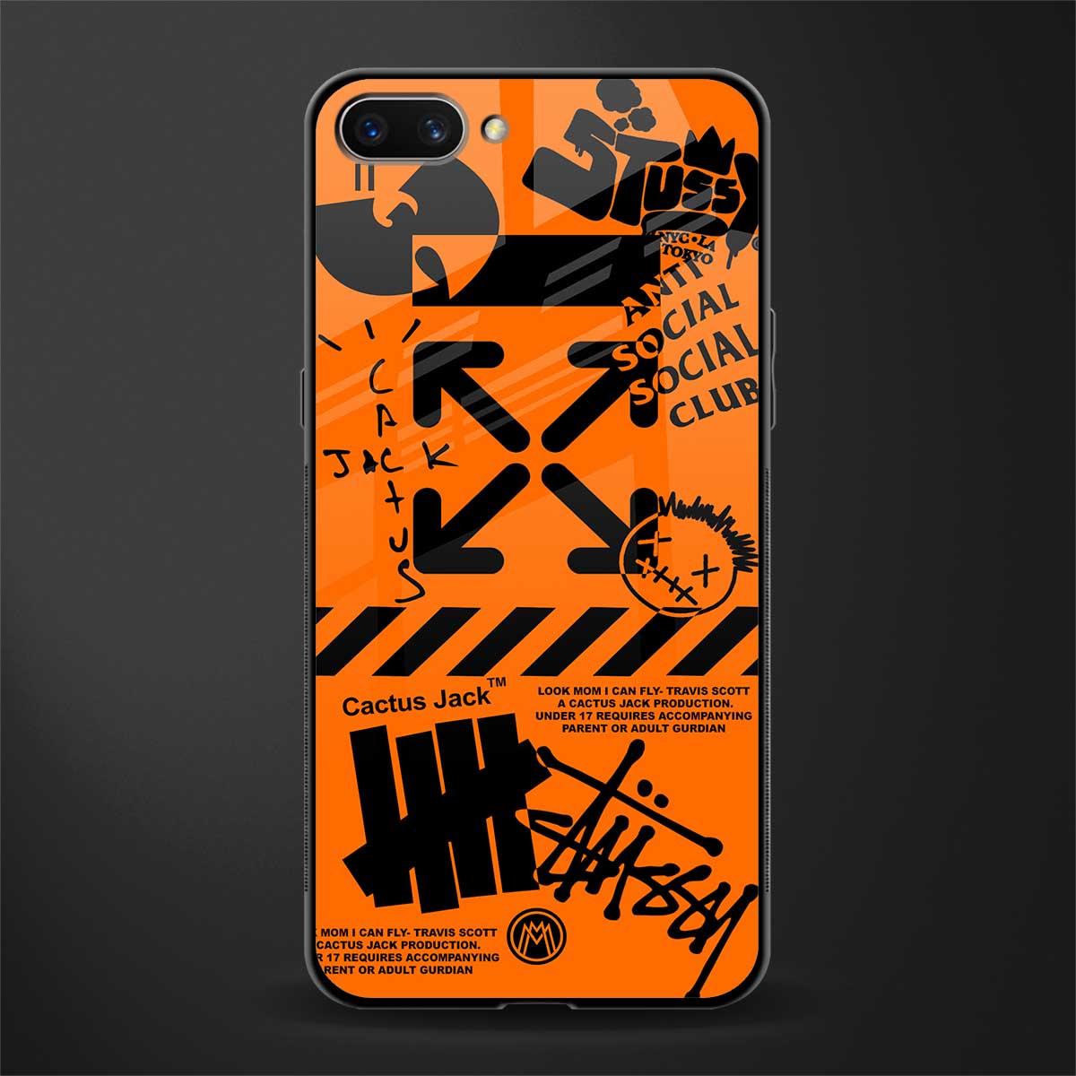 orange travis scott x anti social social club glass case for realme c1 image