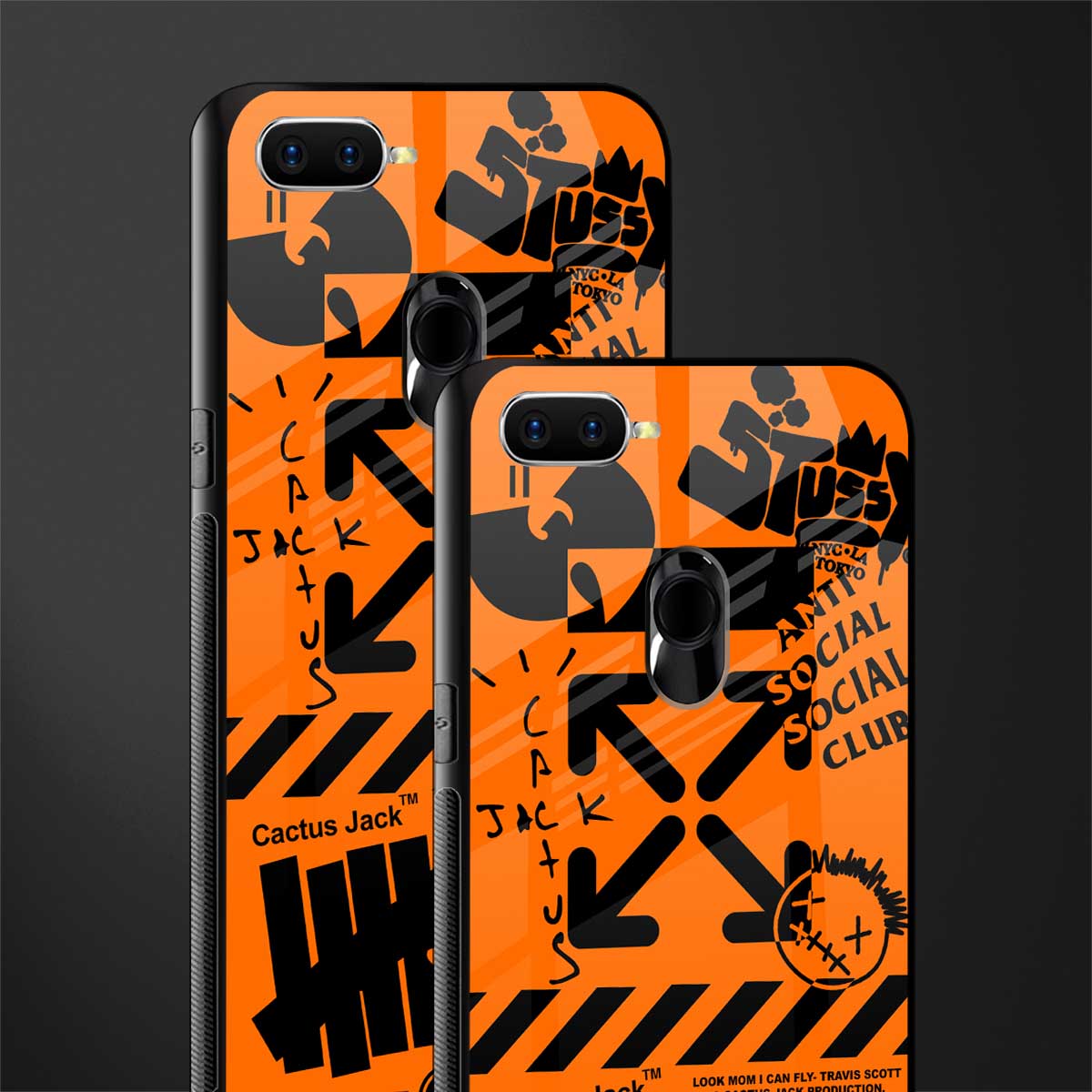 orange travis scott x anti social social club glass case for oppo a5s image-2