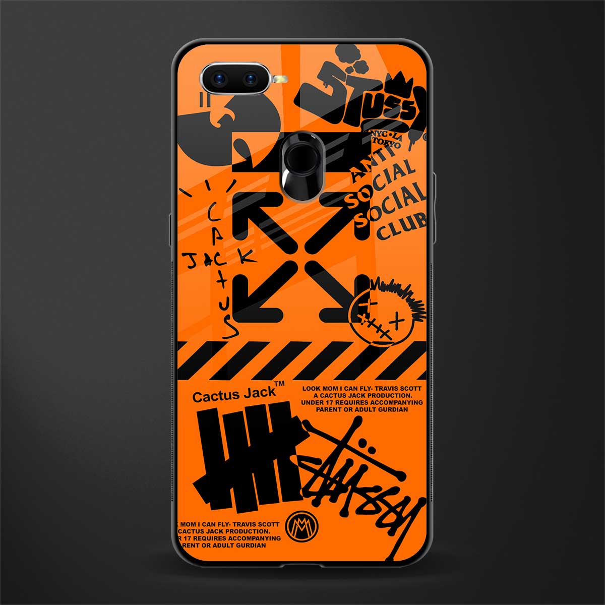 orange travis scott x anti social social club glass case for oppo a5s image