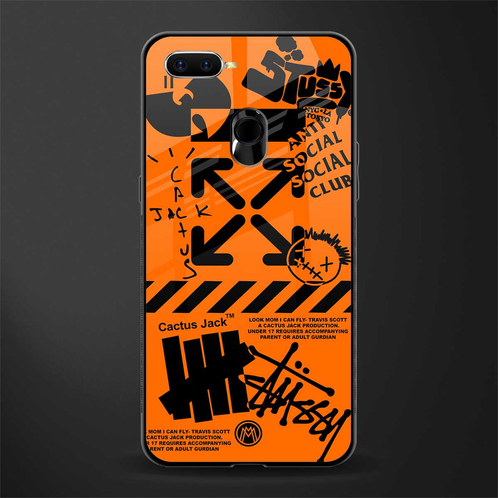 orange travis scott x anti social social club glass case for oppo a7 image