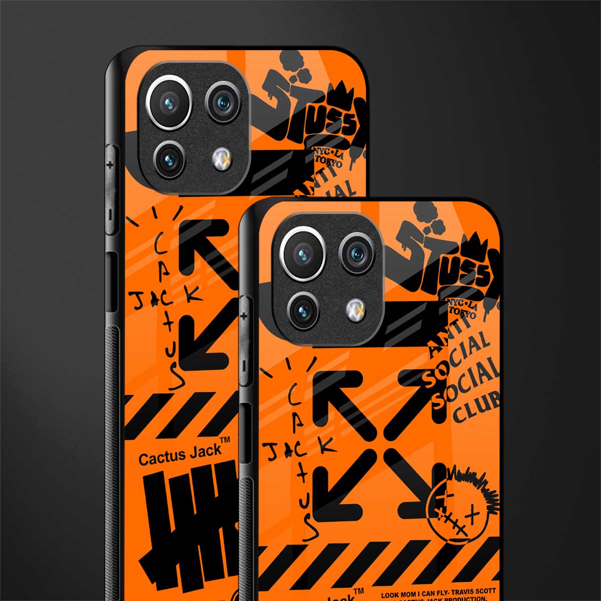 orange travis scott x anti social social club glass case for mi 11 lite image-2