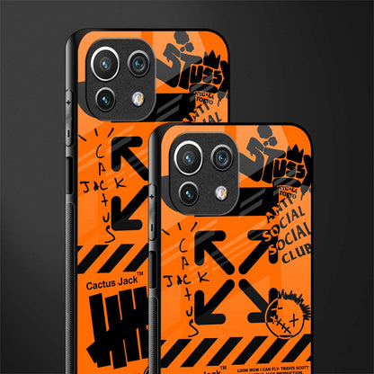 orange travis scott x anti social social club glass case for mi 11 lite image-2