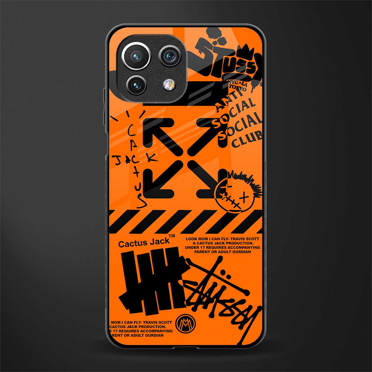 orange travis scott x anti social social club glass case for mi 11 lite image