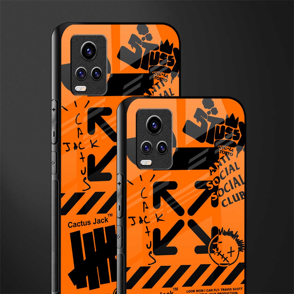 orange travis scott x anti social social club back phone cover | glass case for vivo y73