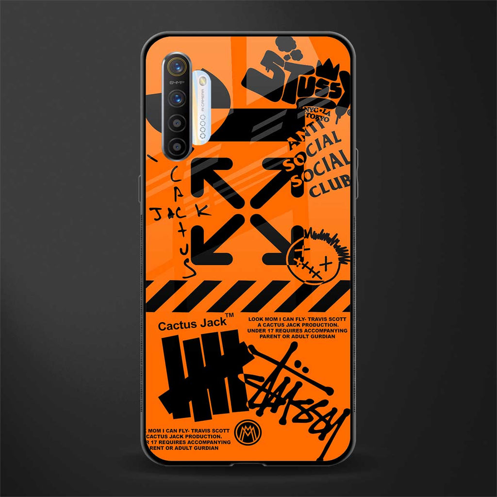 orange travis scott x anti social social club glass case for realme xt image