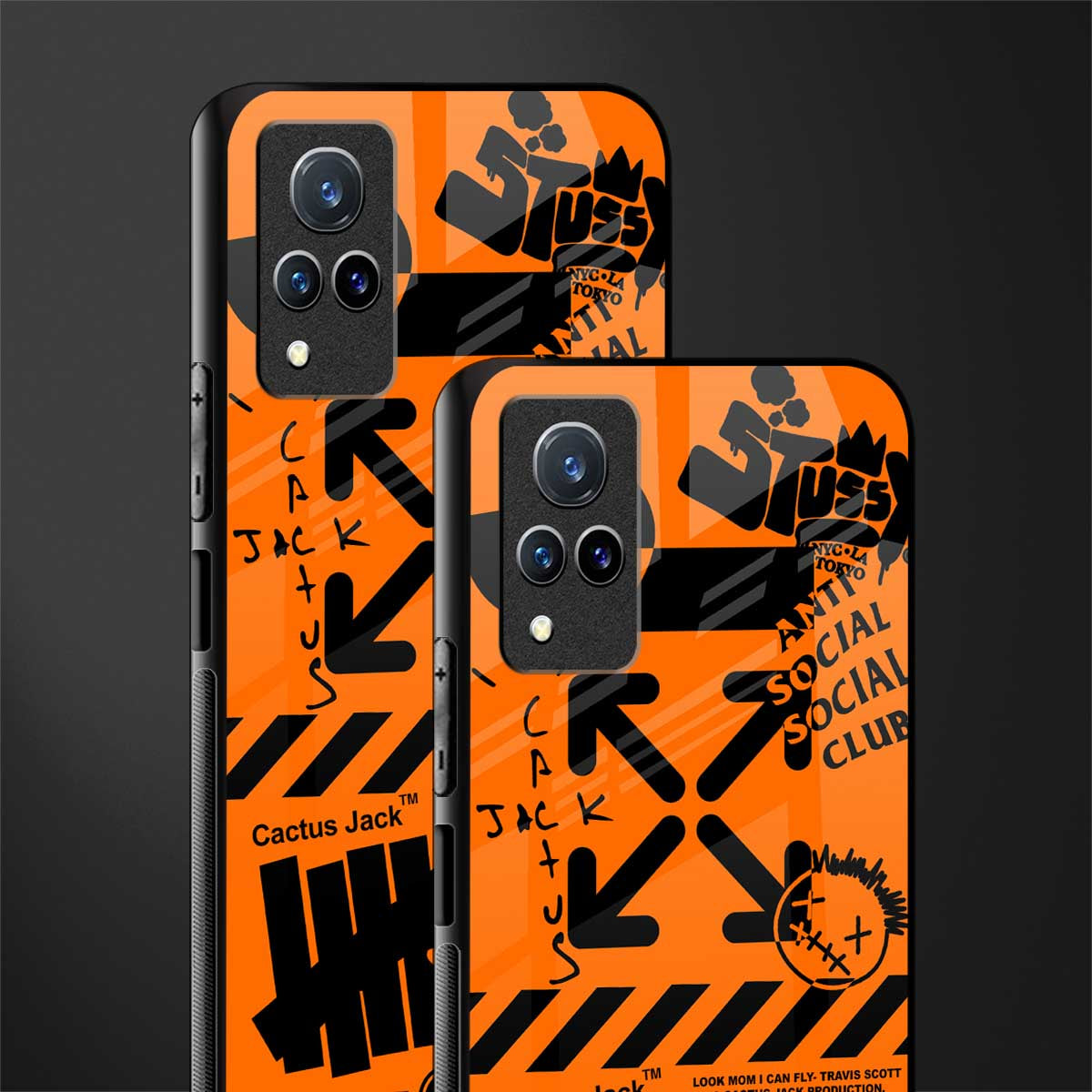 orange travis scott x anti social social club glass case for vivo v21 5g image-2