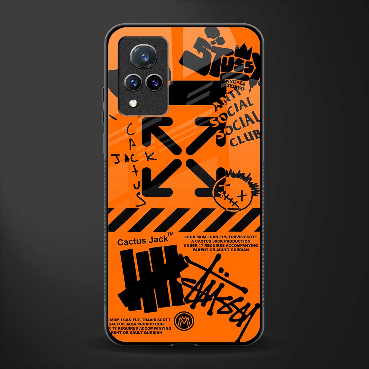 orange travis scott x anti social social club glass case for vivo v21 5g image