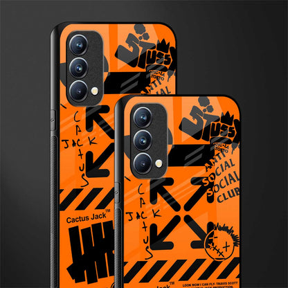 orange travis scott x anti social social club glass case for oppo f19 image-2