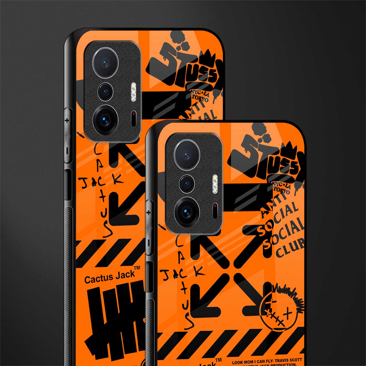 orange travis scott x anti social social club glass case for mi 11t pro 5g image-2