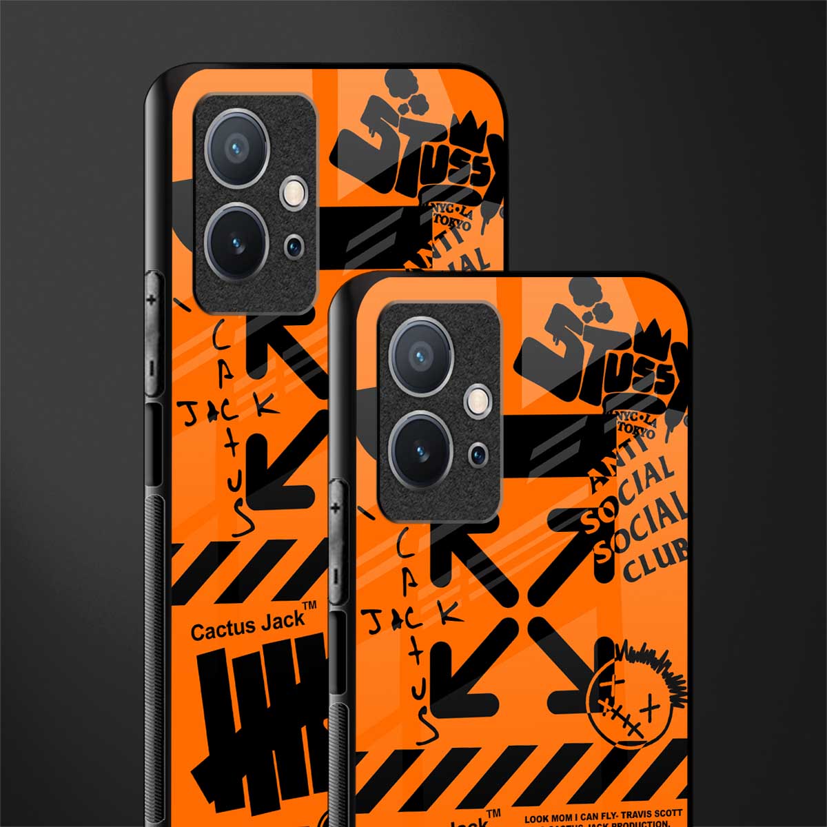 orange travis scott x anti social social club glass case for vivo t1 5g image-2