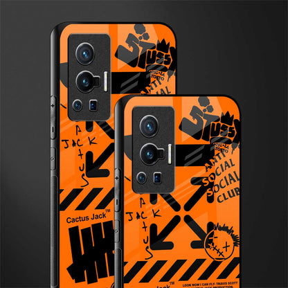 orange travis scott x anti social social club glass case for vivo x70 pro image-2
