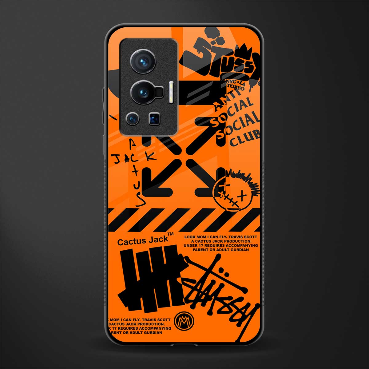 orange travis scott x anti social social club glass case for vivo x70 pro image
