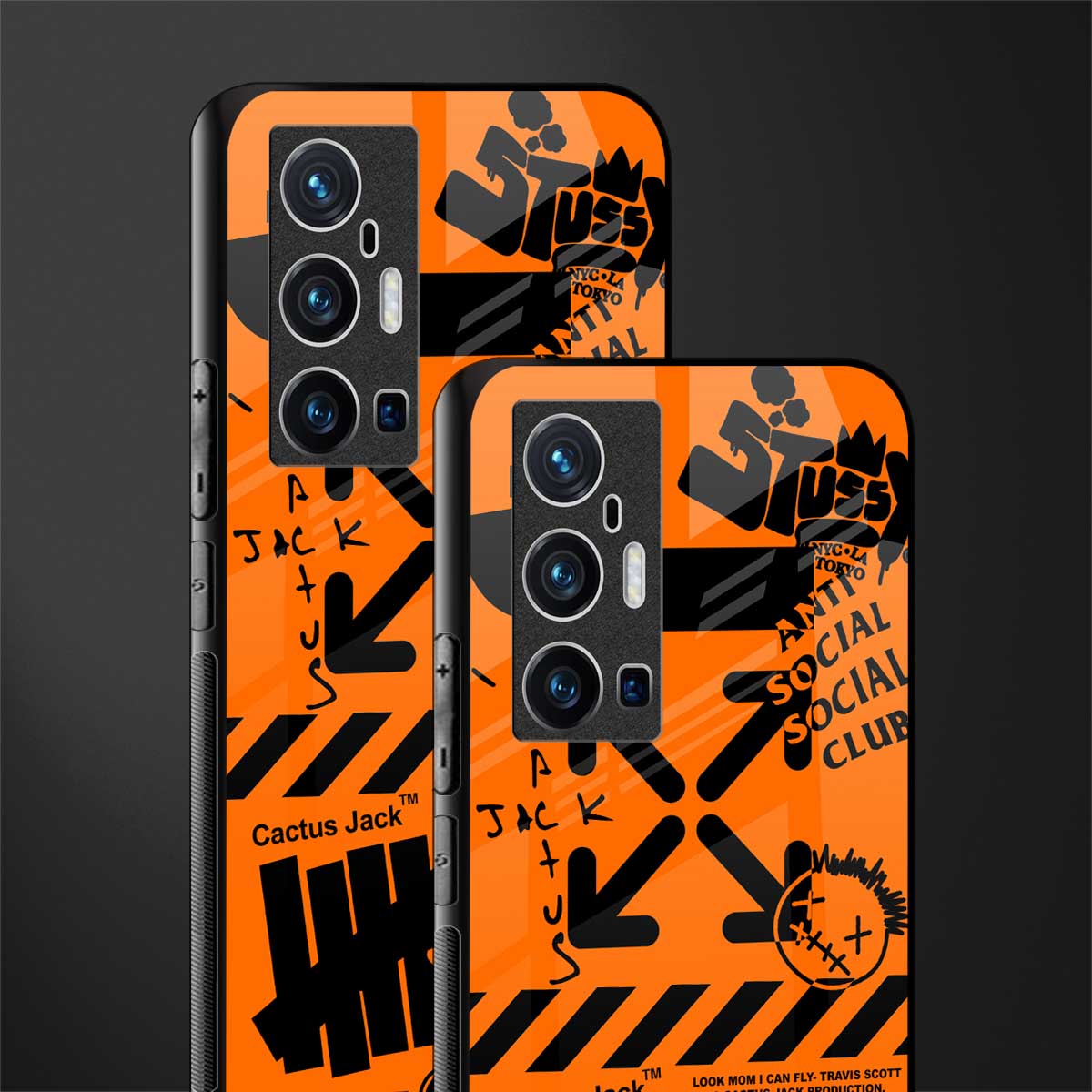 orange travis scott x anti social social club glass case for vivo x70 pro plus image-2