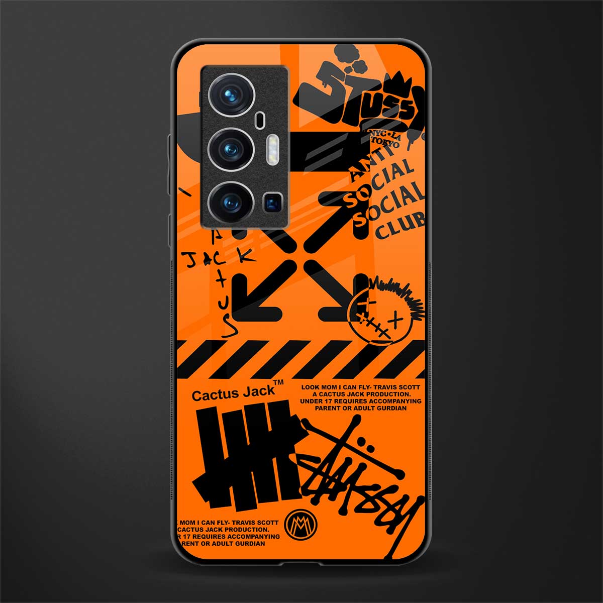 orange travis scott x anti social social club glass case for vivo x70 pro plus image