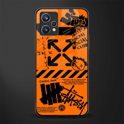 orange travis scott x anti social social club glass case for realme 9 4g image