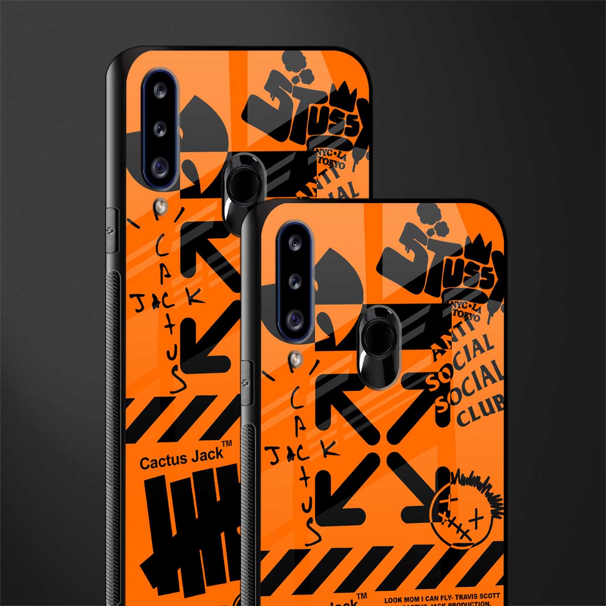orange travis scott x anti social social club glass case for samsung galaxy a20s image-2