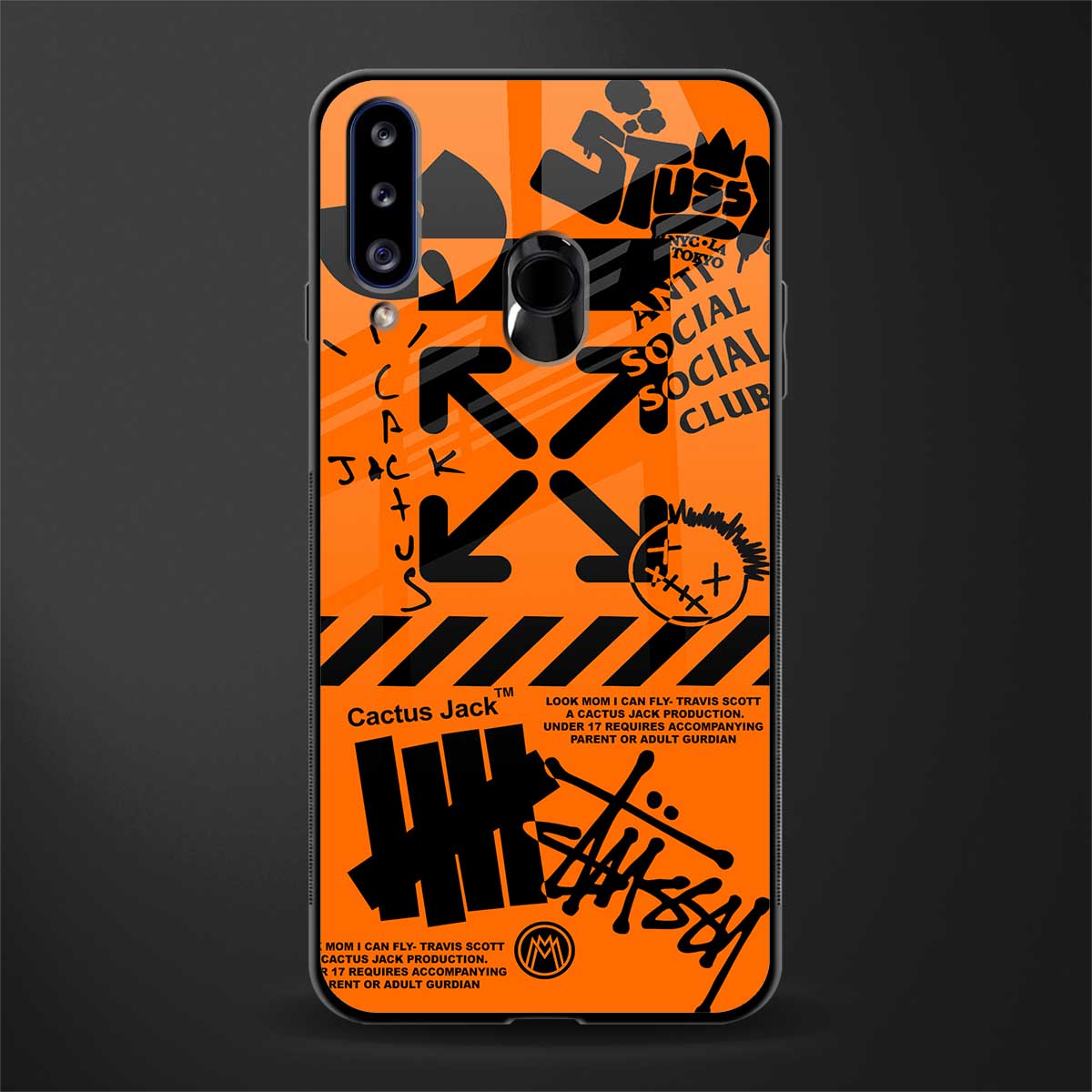 orange travis scott x anti social social club glass case for samsung galaxy a20s image