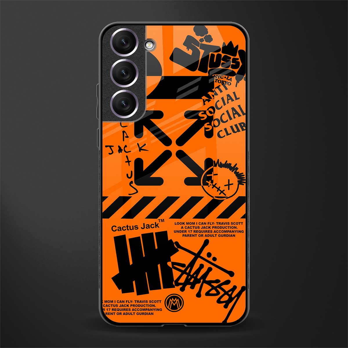 orange travis scott x anti social social club glass case for samsung galaxy s22 5g image