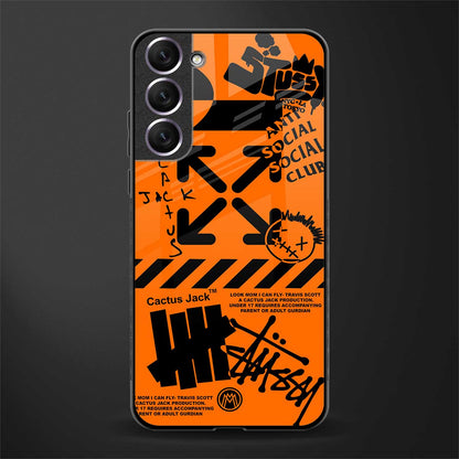 orange travis scott x anti social social club glass case for samsung galaxy s22 5g image