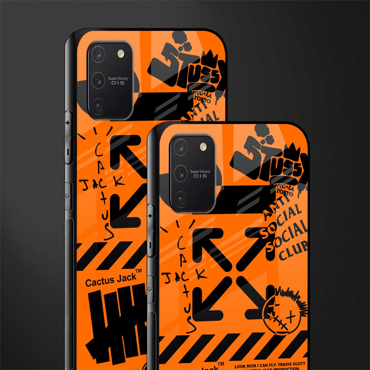 orange travis scott x anti social social club glass case for samsung galaxy a91 image-2