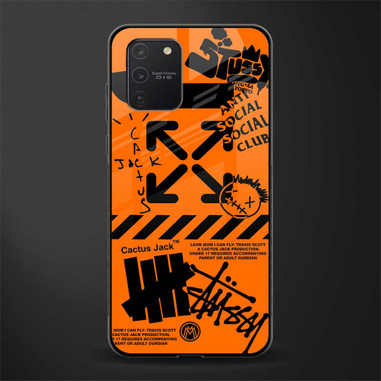 orange travis scott x anti social social club glass case for samsung galaxy a91 image