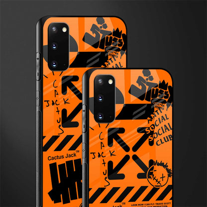orange travis scott x anti social social club glass case for samsung galaxy s20 image-2