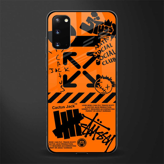 orange travis scott x anti social social club glass case for samsung galaxy s20 image