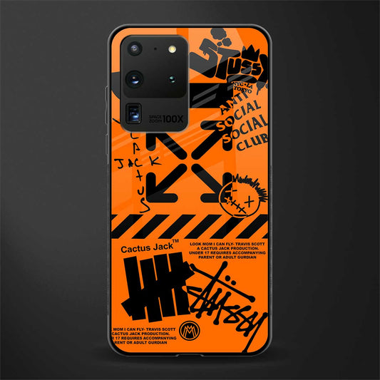 orange travis scott x anti social social club glass case for samsung galaxy s20 ultra image