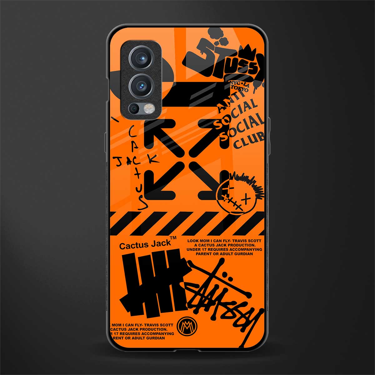 orange travis scott x anti social social club glass case for oneplus nord 2 5g image