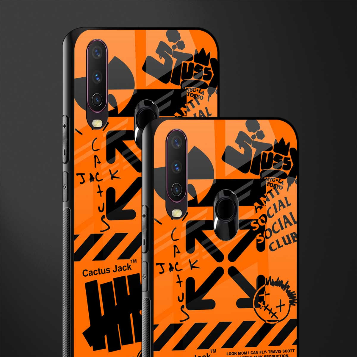 orange travis scott x anti social social club glass case for vivo y12 image-2