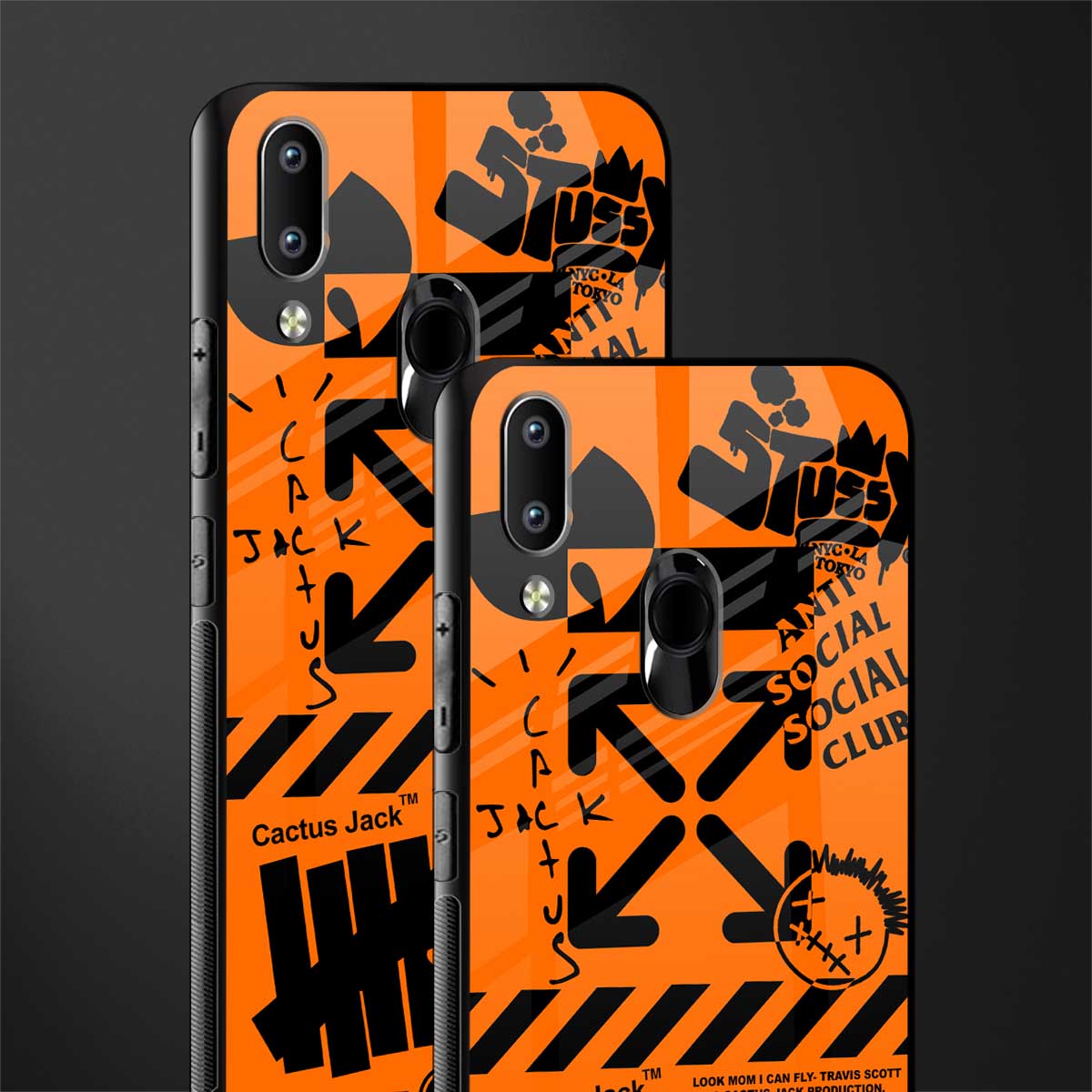 orange travis scott x anti social social club glass case for vivo y95 image-2