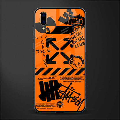 orange travis scott x anti social social club glass case for vivo v11 pro image