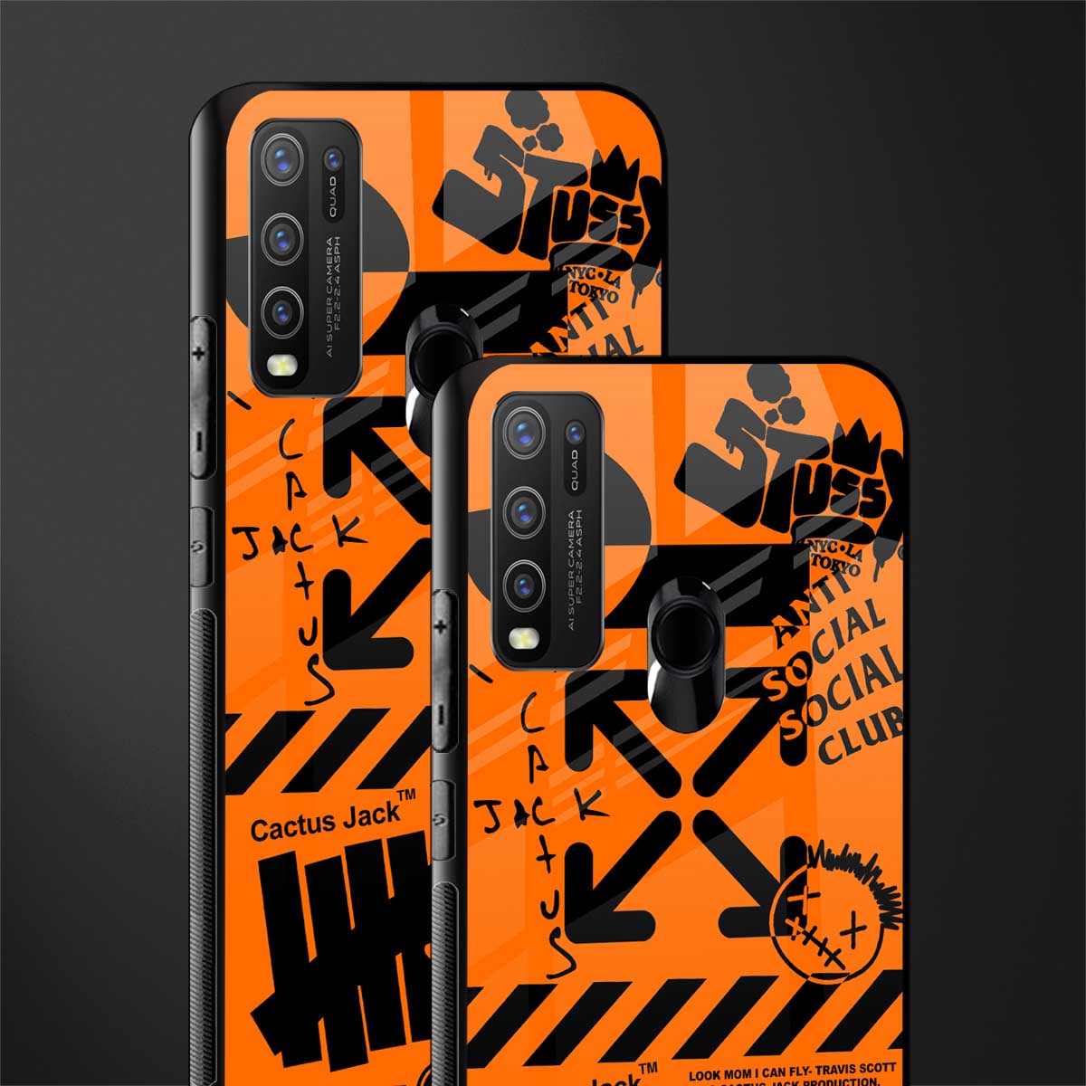 orange travis scott x anti social social club glass case for vivo y30 image-2