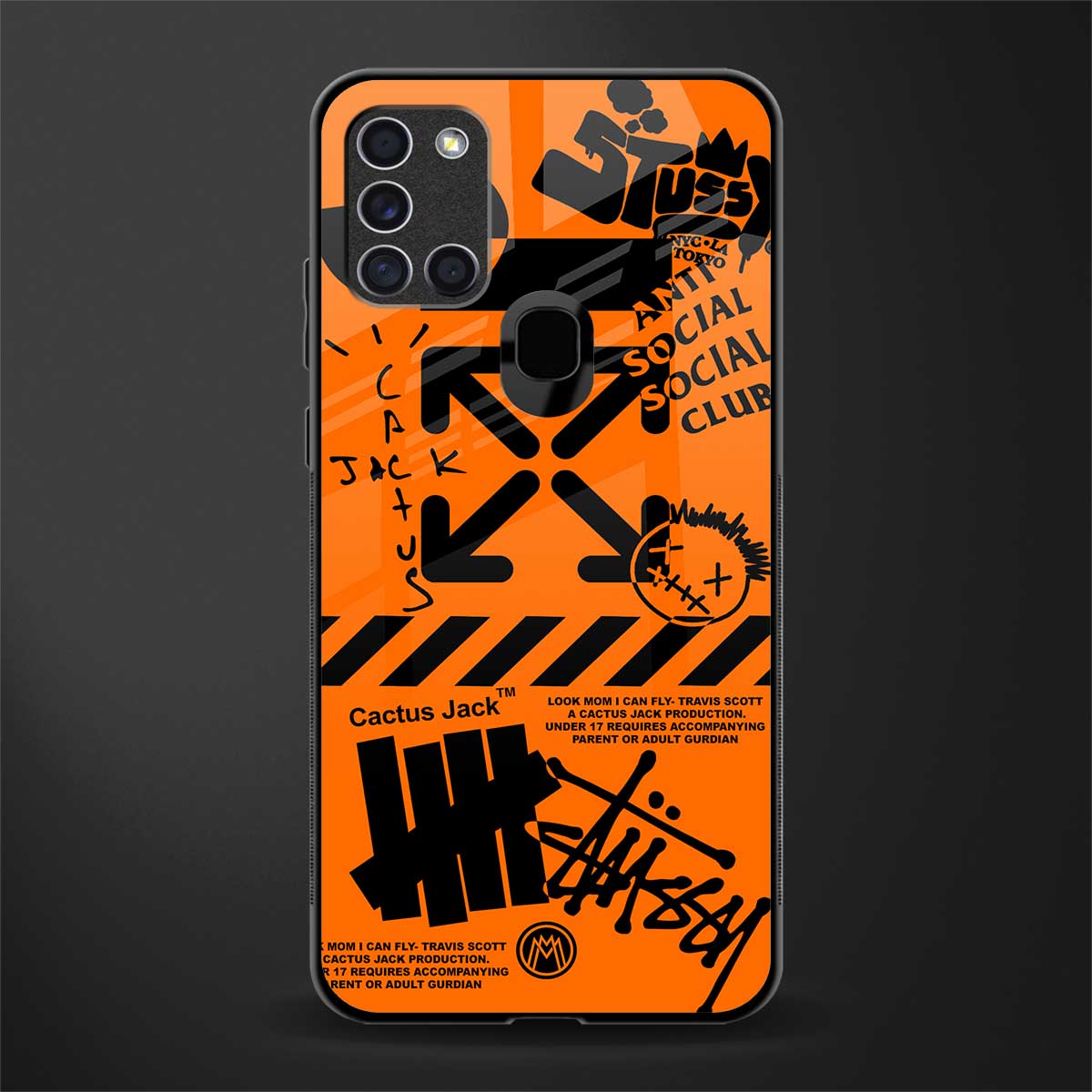 orange travis scott x anti social social club glass case for samsung galaxy a21s image