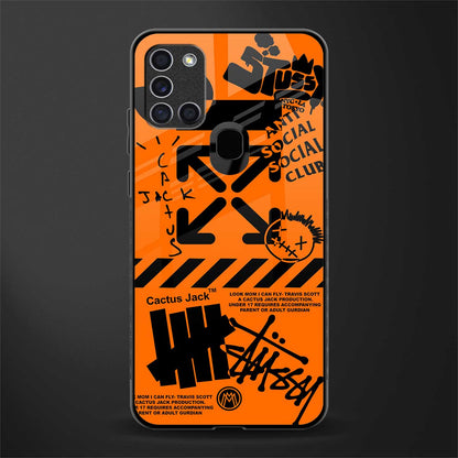 orange travis scott x anti social social club glass case for samsung galaxy a21s image