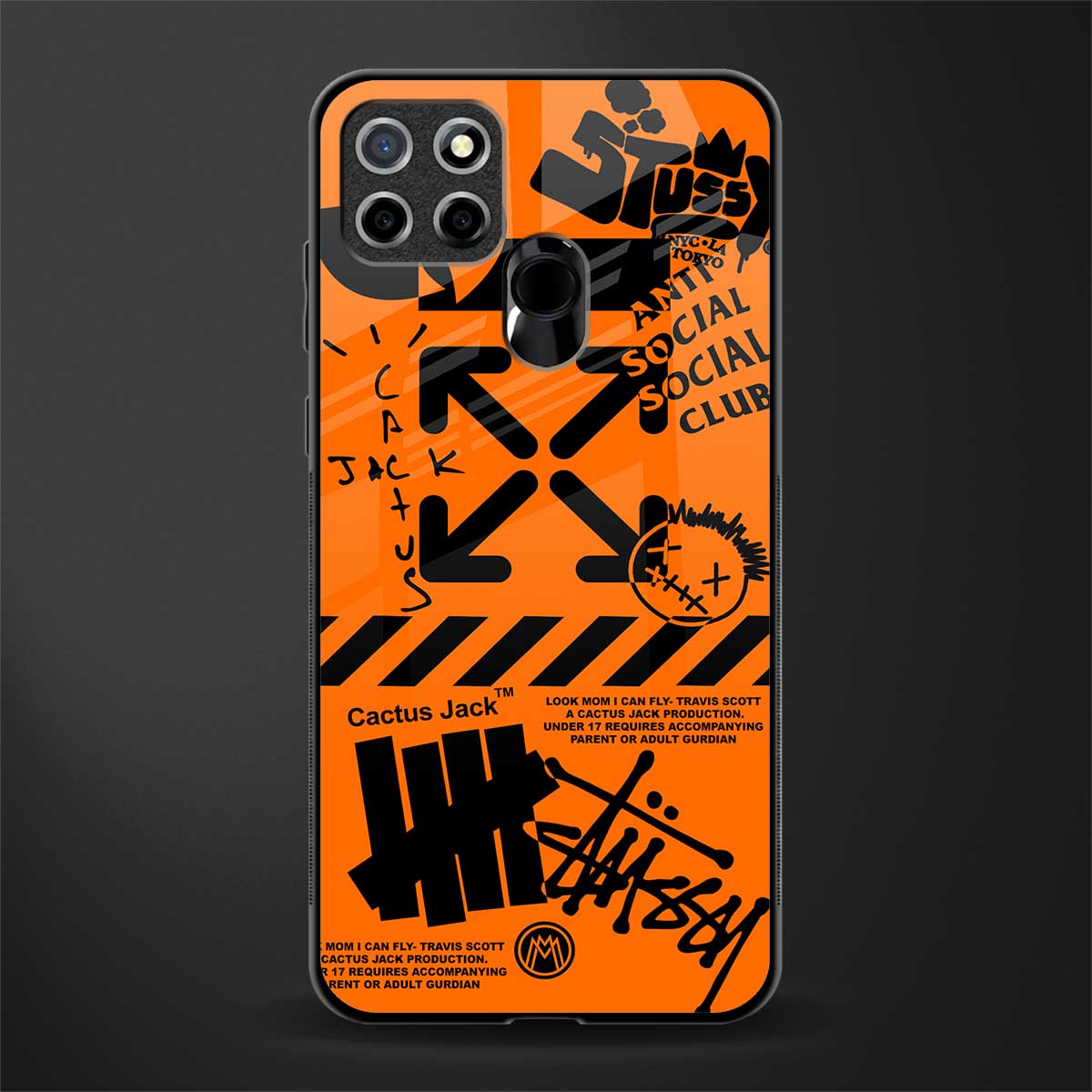 orange travis scott x anti social social club glass case for realme narzo 20 image
