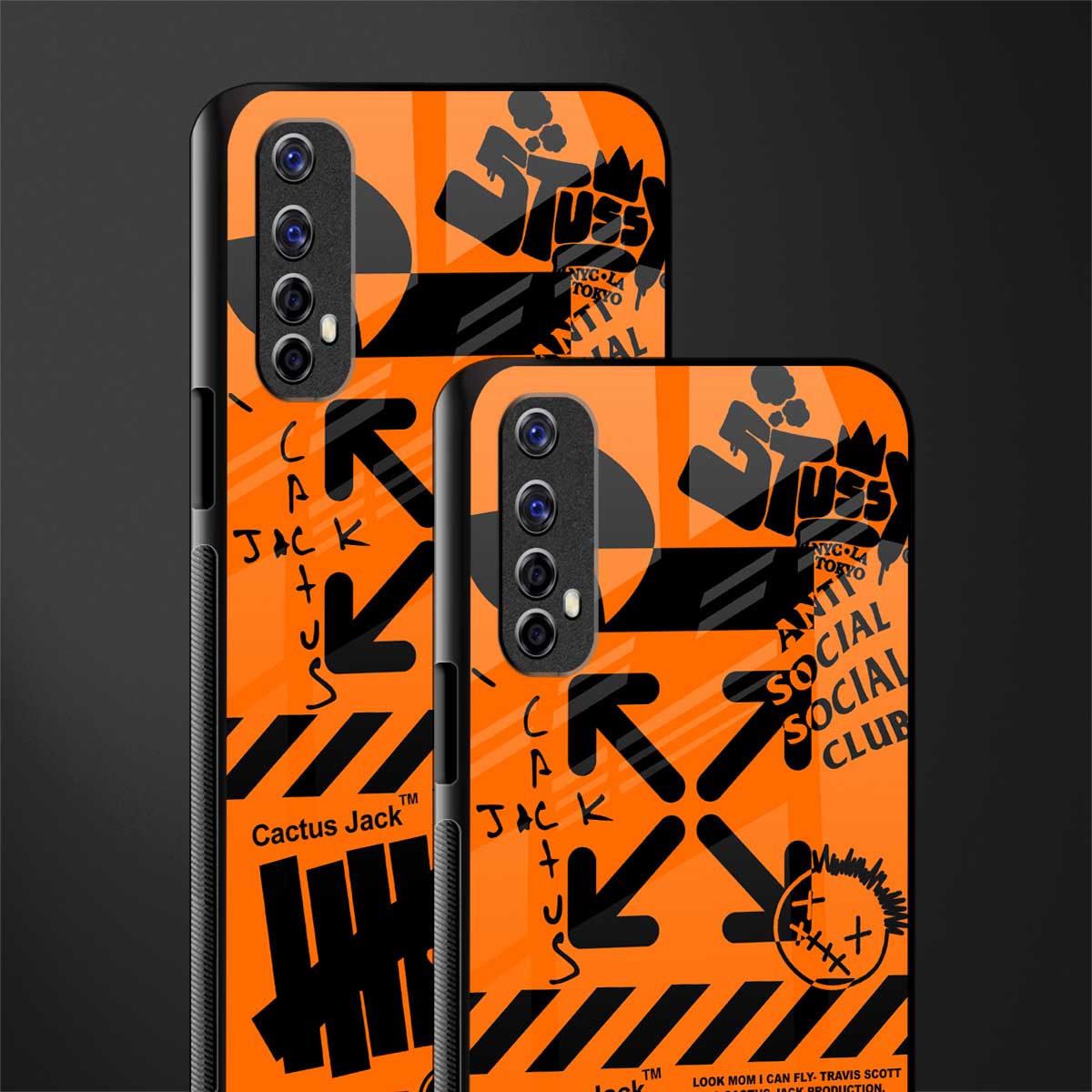 orange travis scott x anti social social club glass case for realme 7 image-2
