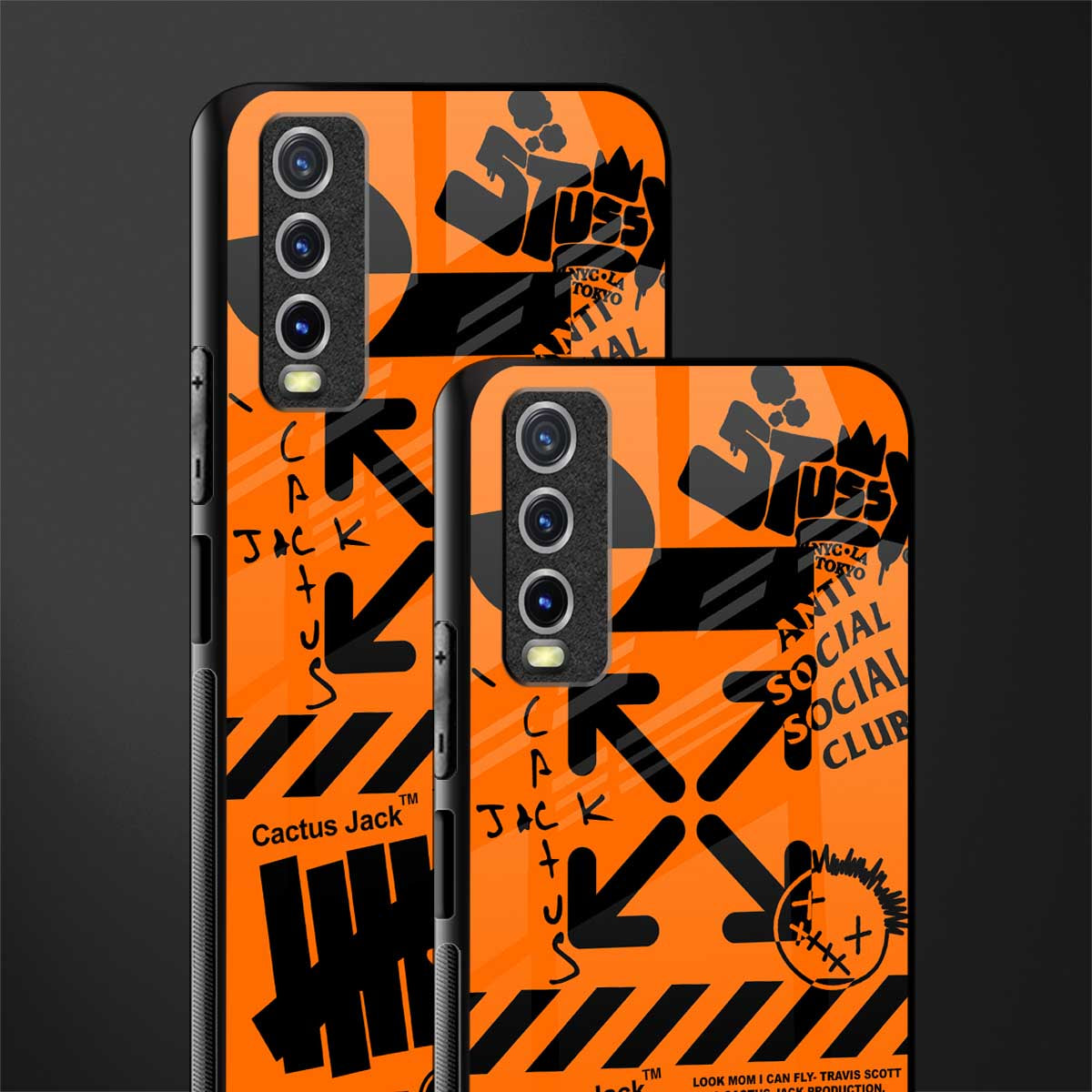 orange travis scott x anti social social club glass case for vivo y12g image-2