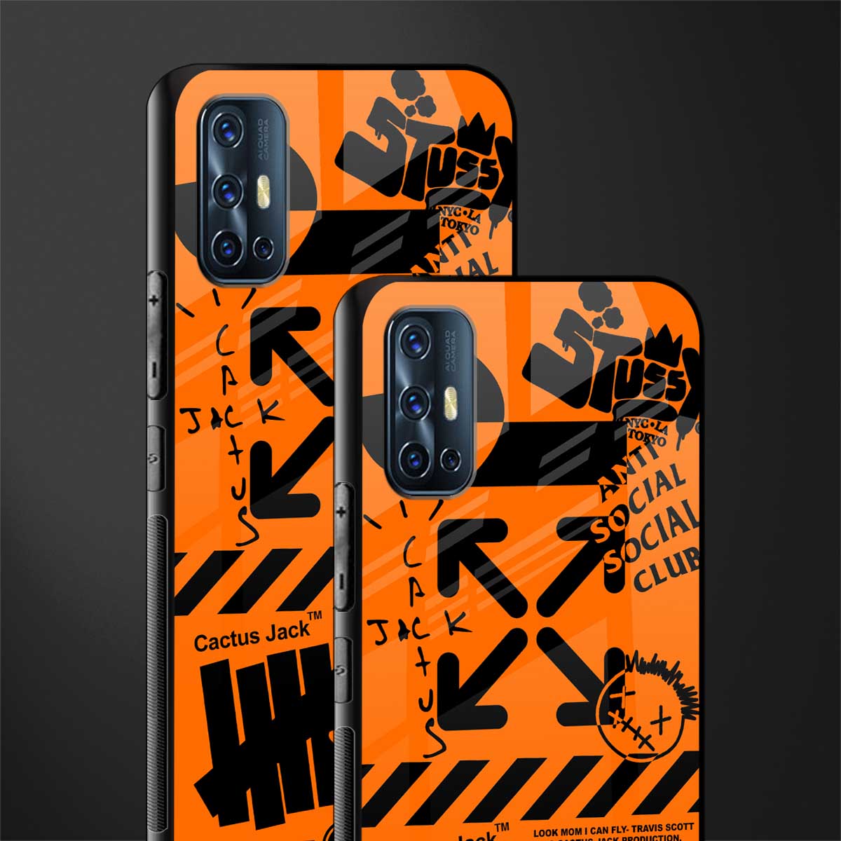 orange travis scott x anti social social club glass case for vivo v17 image-2